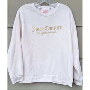 Juicy Couture Plush Super Soft Pajama Top Sweatshirt Pale Pink Gold Size L Y2K